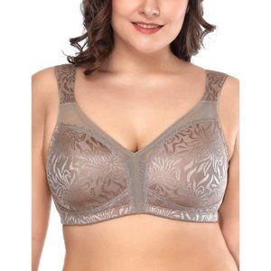 Deyllo Women's Non Padded Wireless Plus Size Full Coverage Minimizer Bra, 38DDD